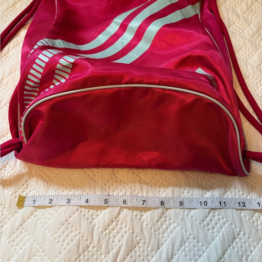 Adidas Pink and White Drawstring Backpack